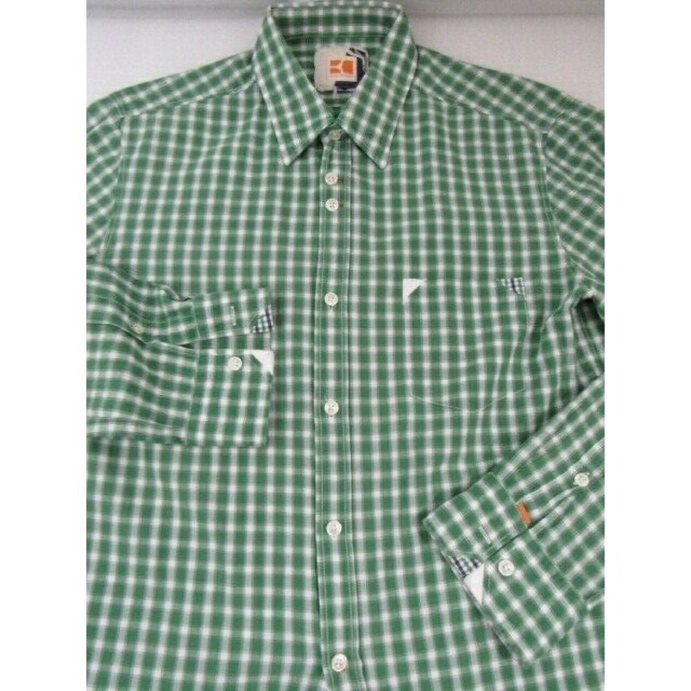 Hugo Boss Orange Green Check L/S Casual Shirt Size L